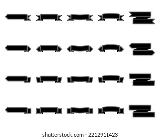 Black ribbon banner. Design elements for decoration.