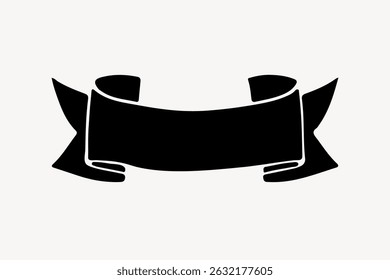 Black ribbon banner illustration with a simple, elegant design. The ribbon banner is perfect for decorative purposes, adding a classic touch to any project. Ribbon banner vector.