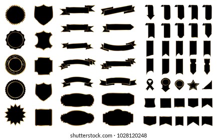 Black Ribbon Banner Label Vector Set Stock Vector (Royalty Free ...