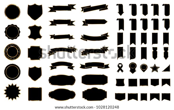 Black Ribbon Banner Label Vector Set Stock Vector (Royalty Free ...