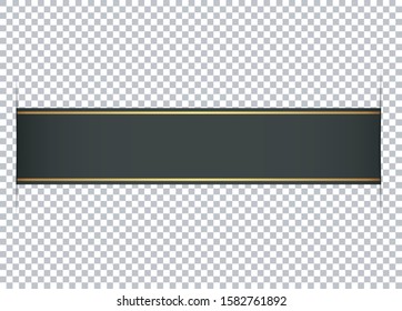 black ribbon banner on transparent background