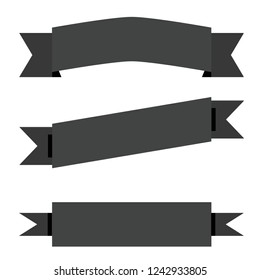 black ribbon banner on white background. flat style. ribbon banner for your web site design, logo, app, UI. black banner for text horizontal. vintage ribbon banner.