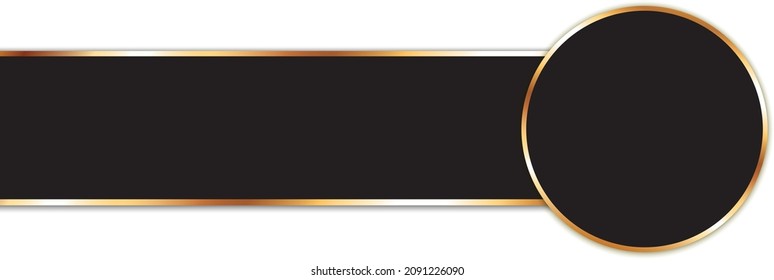 black ribbon banner with round banner with gold frame on white background	
