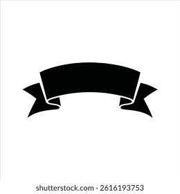 Black Ribbon Banner Silhouette Vector – Vintage Label Scroll Design
