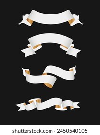 Black ribbon banners set. Beautiful blank for decoration 
