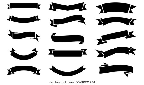 Black ribbon banners set. Vector illustration for advertising luxury style. vector