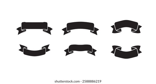 Black ribbon banners set. Vector illustration for advertising luxury style. vector , Black ribbon banners icon eps 10.