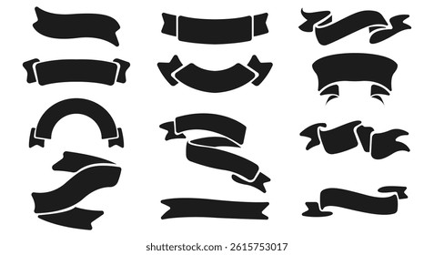 Black ribbon banners set. Vector illustration for advertising luxury style. vector