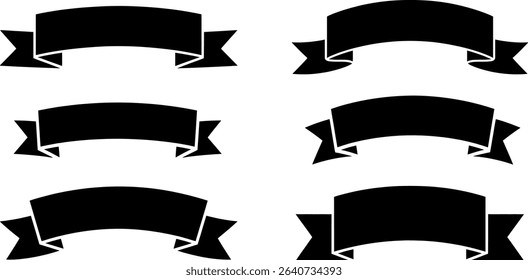 Black Ribbon Banners Set   Vector Illustrations