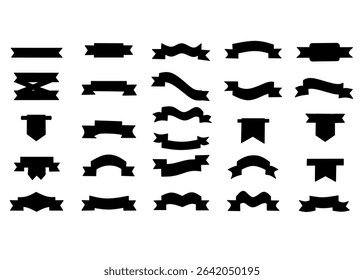 Black ribbon banners set. Vector illustration for advertising luxury style. vector
