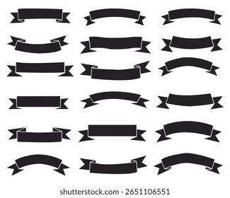 Conjunto de banners de fita preta. Ilustração vetorial para anunciar estilo luxuoso. vetor