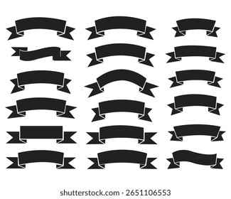 Conjunto de banners de fita preta. Ilustração vetorial para anunciar estilo luxuoso. vetor