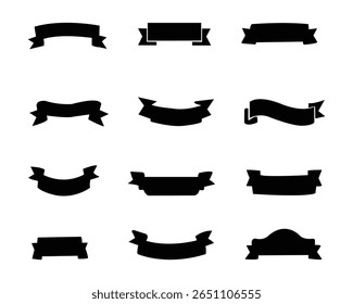 Conjunto de banners de fita preta. Ilustração vetorial para anunciar estilo luxuoso. vetor
