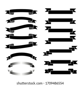Black ribbon banners set,Template collection labels Vector illustration.Beautiful blank decoration graphic.
