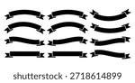 Black Ribbon Banners Simple Design Elements Collection