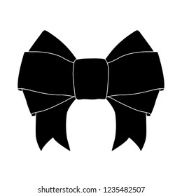 Black ribbon bow. Flat icon. Vector illustration isolated on white background