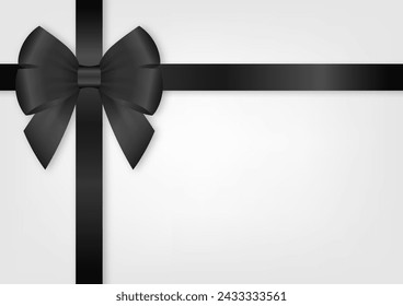 Black Ribbon Bow on White Background. Vector Illustration.
