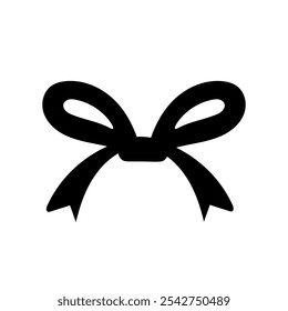 Black ribbon bow silhouette vector illustration, isolated on white background