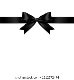 Black ribbon bow vector. Illustration of a black ribbon bow on white background.