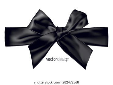 Black Ribbon And Bow, Vector Illustration.