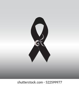 The Black Ribbon in The dark sky .Rama 9 of Thailand King 