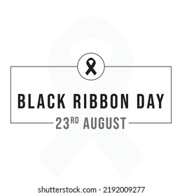 
Black Ribbon Day, 23rd August, black ribbon icon, shape, vector design, template, background, design for events and seminars. World Black ribbon day. 23 August, minimal, creative, black