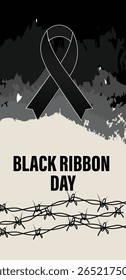 Black Ribbon Day Vector Poster Set | Remembrance for Victims of Totalitarianism Illustrations