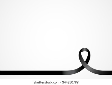 Black ribbon for design background template with copy space.