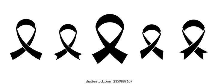 Symbol für schwarze Bandelemente. Brustkrebsbewusstsein Bandvektor.