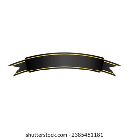 Black ribbon with gold trim. Luxury ribbon illustration great as decoration with text