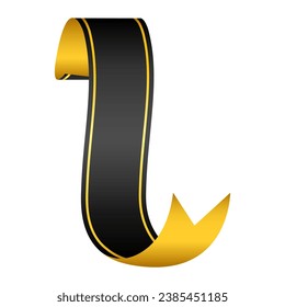 Black ribbon with gold trim. Luxury ribbon illustration great as decoration with text