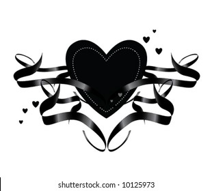 Black Ribbon Heart Element