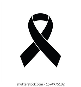 Black ribbon icon, breast cancer awareness symbol. vector illustration