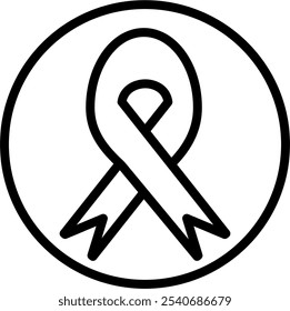 Black RIbbon Icon in Circle