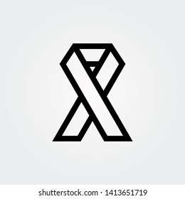 Black Ribbon Icon Isolated on White Background