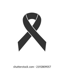 Black ribbon icon. Memorial illustration symbol. Sign death decor vector. svg