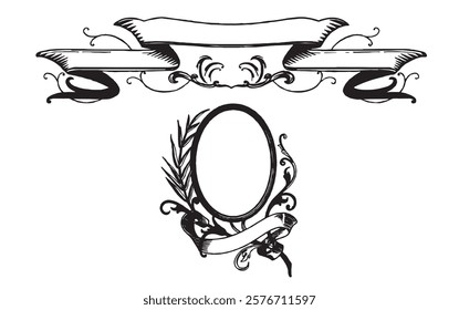 Black Ribbon Icon Set – Elegant Vector Illustration on a white Background