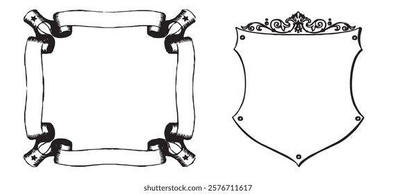 Black Ribbon Icon Set – Elegant Vector Illustration on a white Background