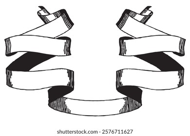 Black Ribbon Icon Set – Elegant Vector Illustration on a white Background
