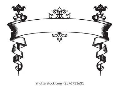 Black Ribbon Icon Set – Elegant Vector Illustration on a white Background