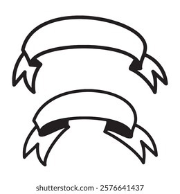 Black Ribbon Icon Set - Vector Illustration Isolated on a white Background.