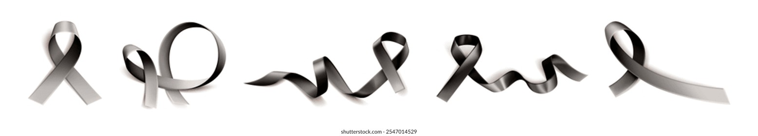 Black ribbon icon vector set