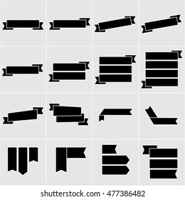 Black ribbon icons set vector