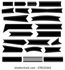 Black ribbon icons set vector