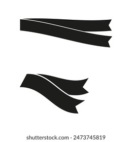 Black ribbon icons. Wavy shapes. Vector illustration. Simple design.