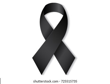 Black ribbon Isolated. Mourning.