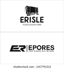 Black ribbon line art Initial text ribbon combination mark logo design concept suitable for construction container filming room industrial