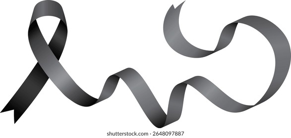 Black ribbon with long strip wave template for funeral, events