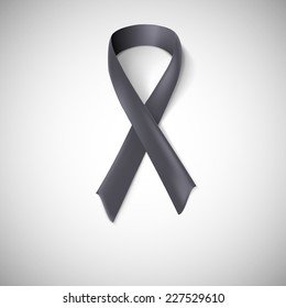 Black ribbon loop. Awareness ribbon on white background. Mourning and melanoma symbol.
