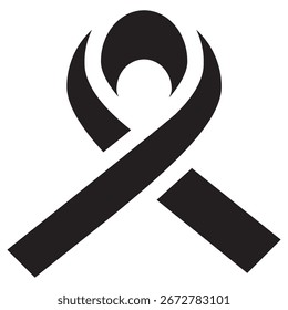 Black Ribbon Modern Vector Icon – Minimal Illustration Symbol Template for Web Mobile App UI Design